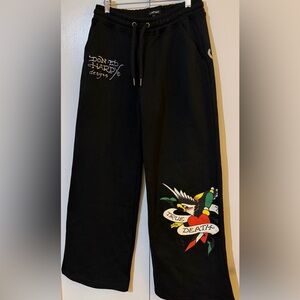 Ed Hardy Black Joggers with Colorful Graphic